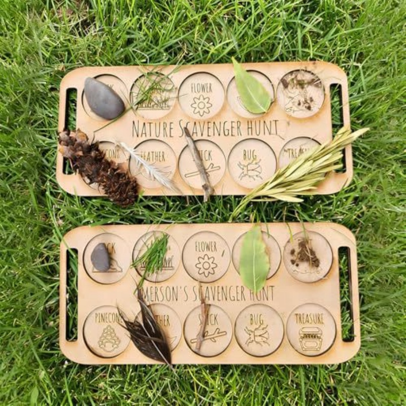 Outdoor Camping Kids Activities - Portable Wooden Bug Scavenger Hunt Board