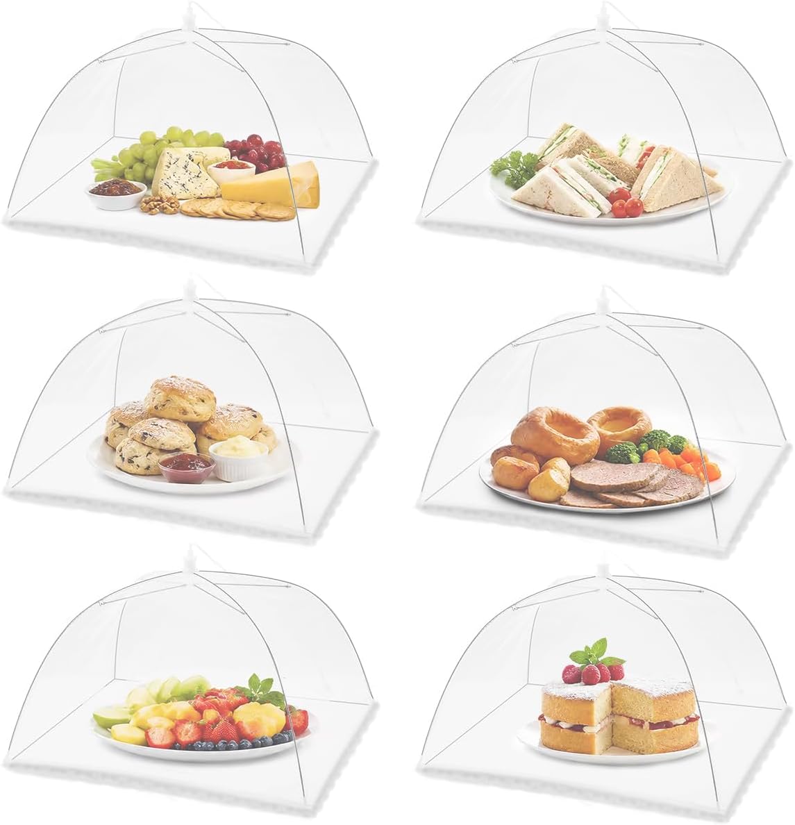Outdoor Camping Umbrella - (6 Pack) Mesh Food Covers Tent