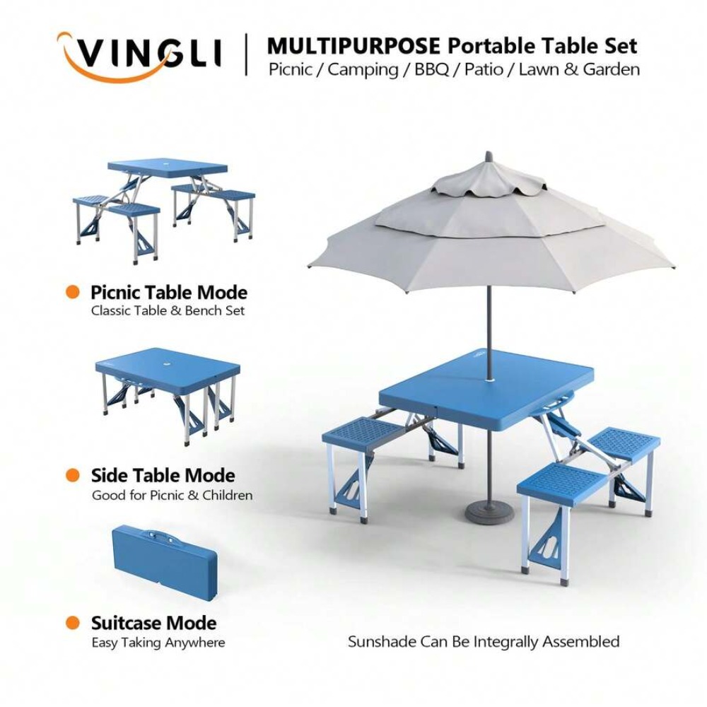 4 Ft Folding Camping Picnic Ta - Outdoor Camping Umbrella 评论和价格