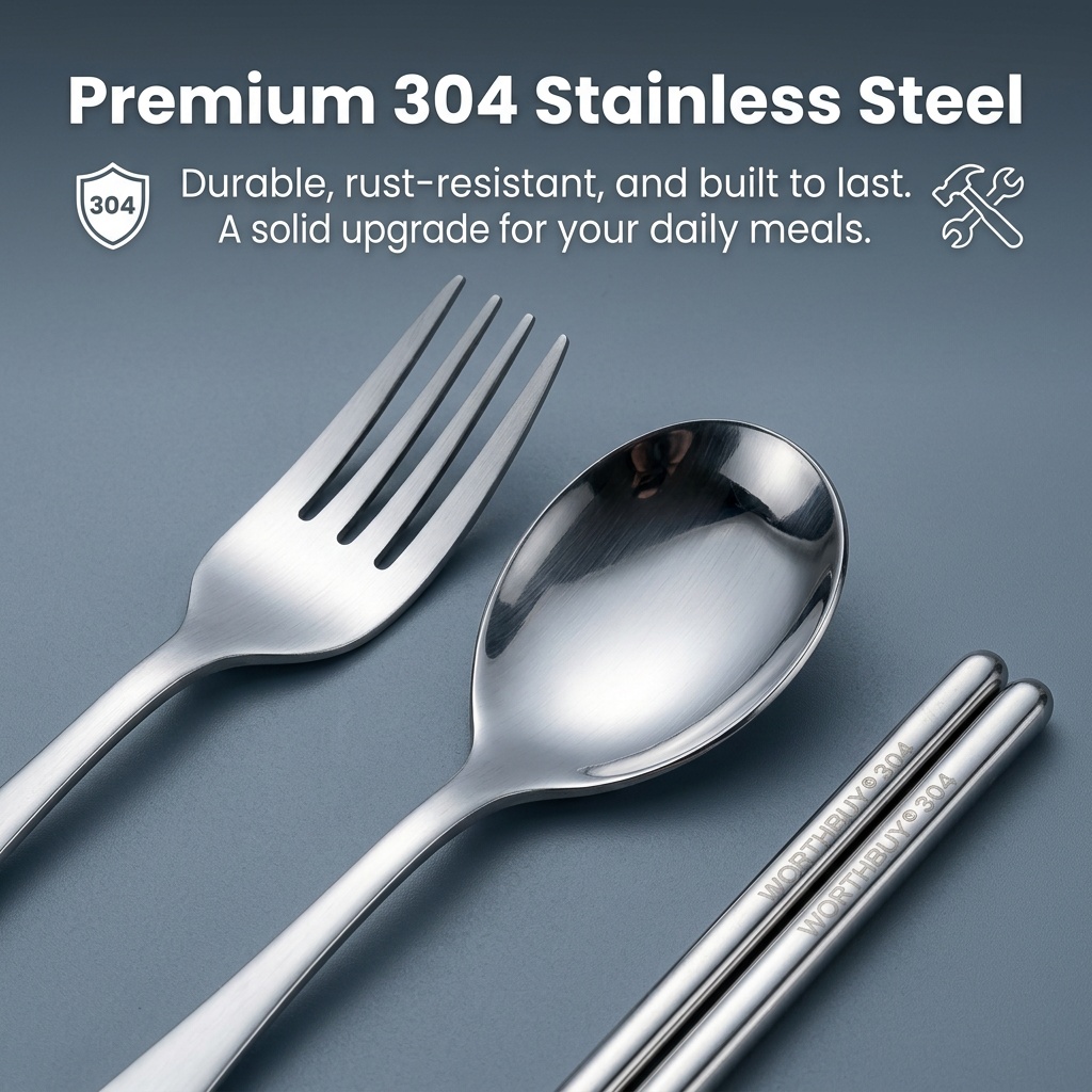 Portable Cutlery Set Stainless - Camping Quiet 评论和价格