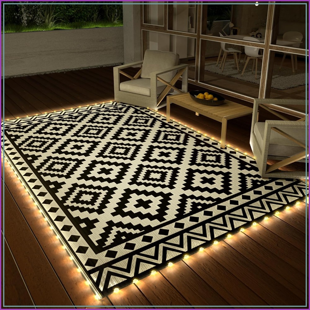 5' X 8' Outdoor Rug With LED S - Outdoor Camping Rug With Led Lights 评论和价格