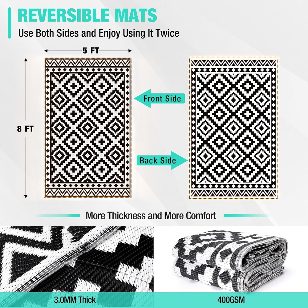 5' X 8' Outdoor Rug With LED S - Outdoor Camping Rug With Led Lights 评论和价格