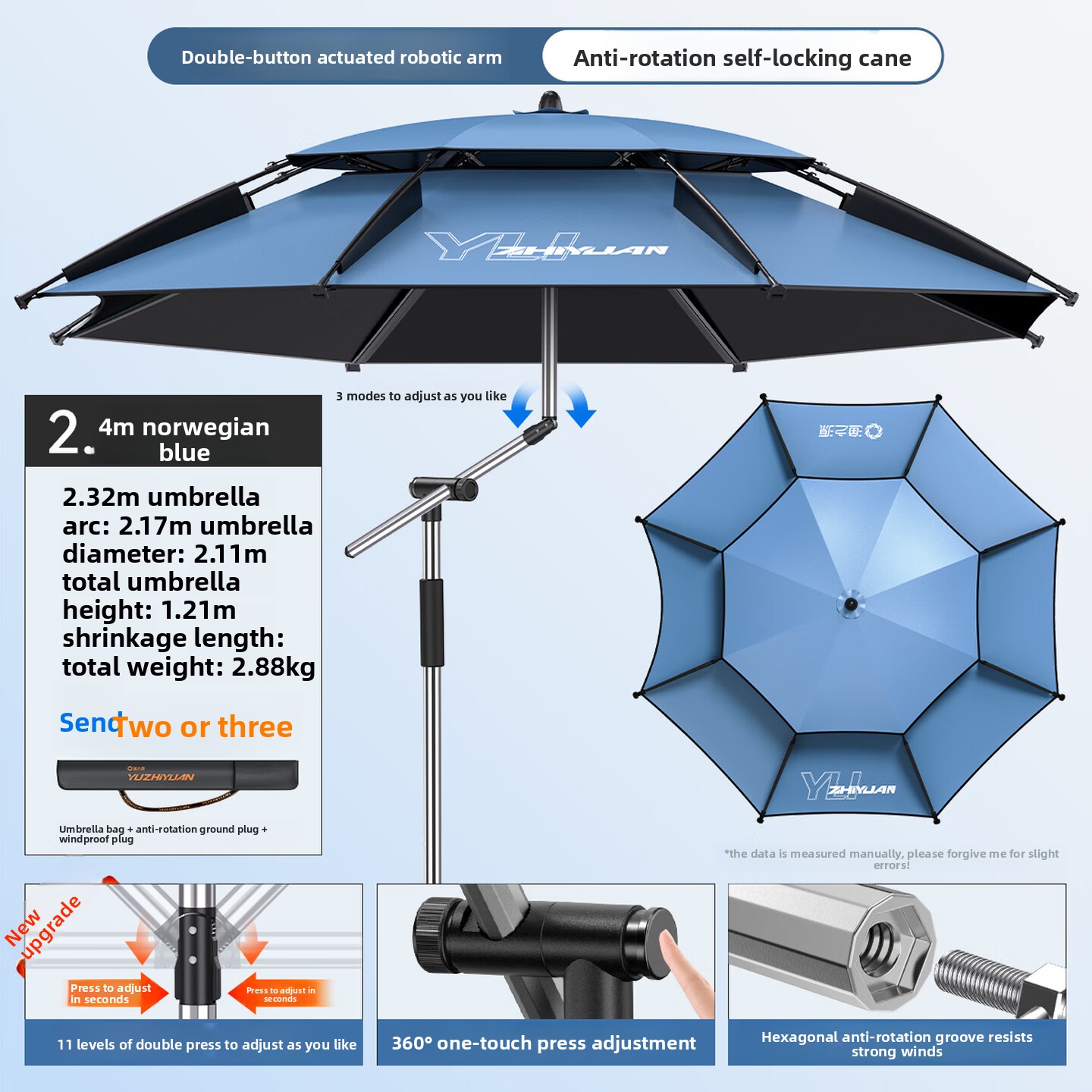 2.4m Fishing Umbrella Dual But - Outdoor Camping Umbrella 评论和价格