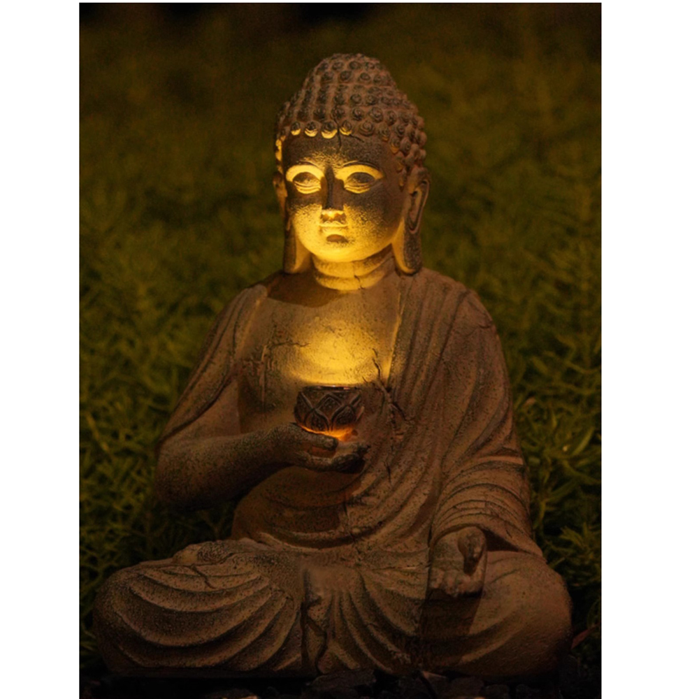 Resin Solar Buddha Statue Scul - Outdoor Camping Japan 评论和价格