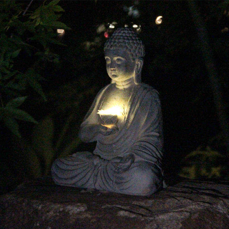 Resin Solar Buddha Statue Scul - Outdoor Camping Japan 评论和价格