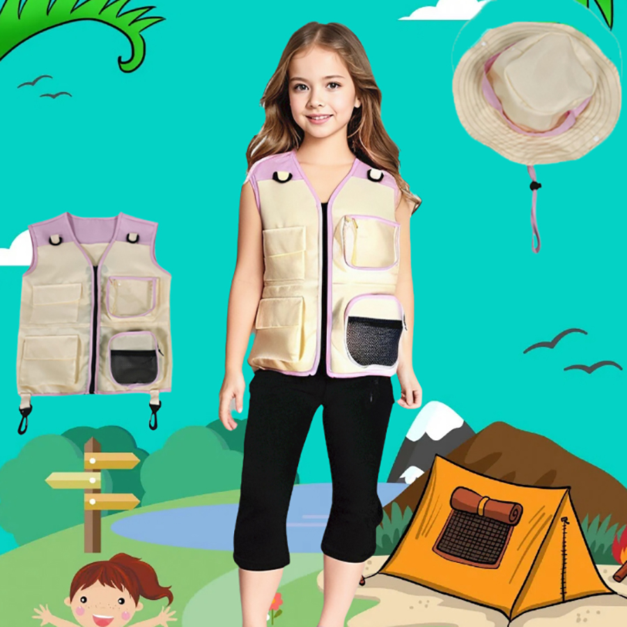 Children Explorer Vest Hat Sui - Outdoor Camping Kids Activities 评论和价格